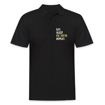Eat Sleep Fix Teeth Repeat Dentist Shirt - Men's Polo Shirt - black - Front - Kai (181cm)