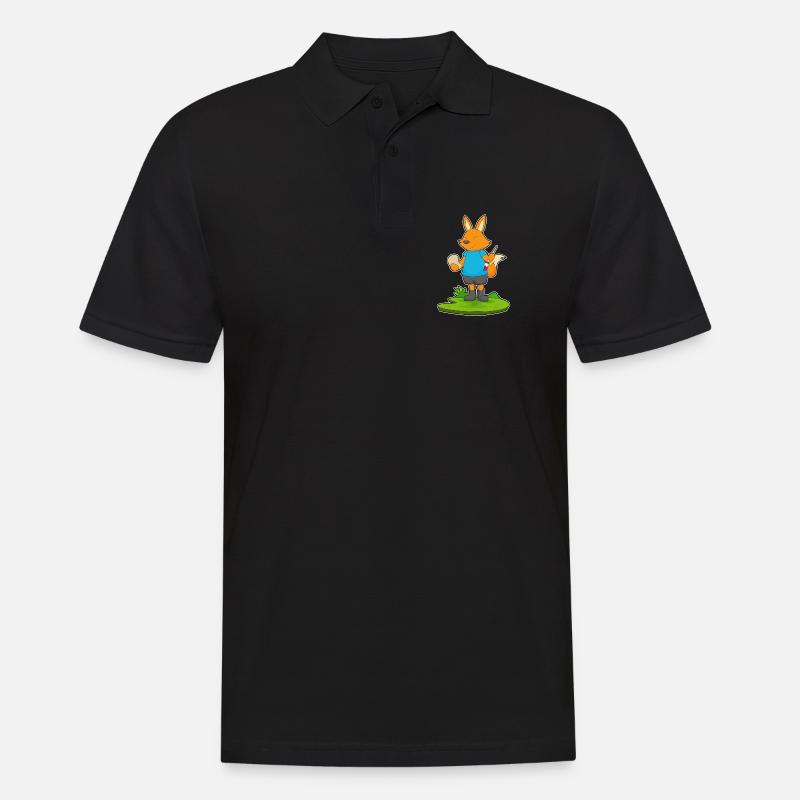 Fuchs Malen Pinsel - Männer Poloshirt - Schwarz