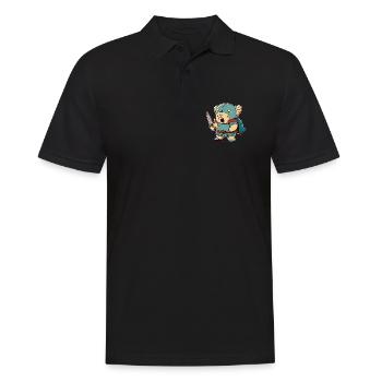 Verrückter Krieger mit Schwert - Männer Poloshirt - Schwarz - Vorne - Kai (181cm)
