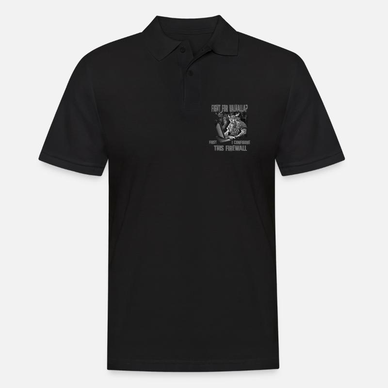 Firewall first Wikingerprogrammierer schwarz weiss - Männer Poloshirt - Schwarz