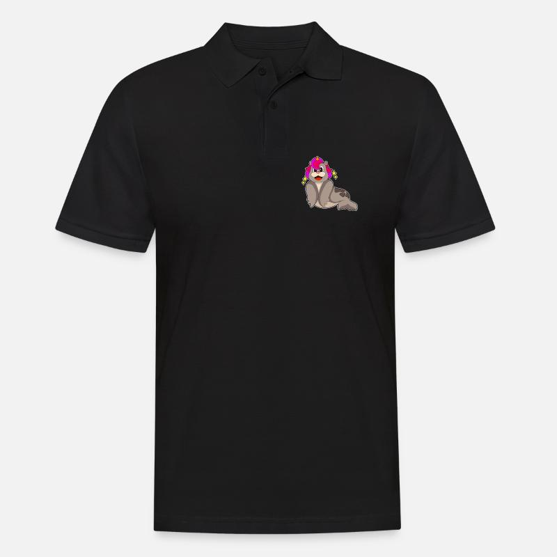 Seehund Einhorn - Männer Poloshirt - Schwarz