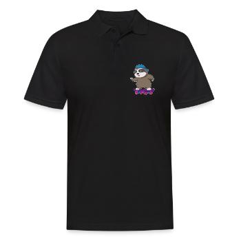 Faultier Skater Skateboard Sport - Männer Poloshirt - Schwarz - Vorne - Kai (181cm)