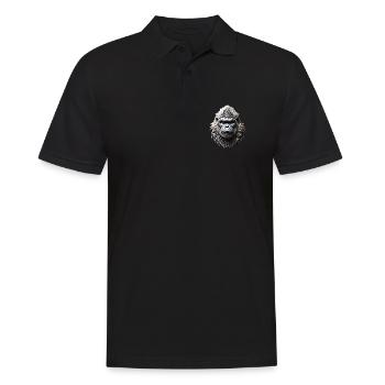 Gorillakopf Tribal Weißes Gorilla-Tattoo - Männer Poloshirt - Schwarz - Vorne - Kai (181cm)
