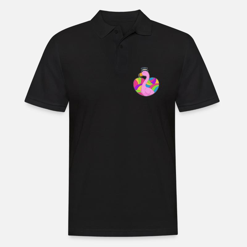Flamingo Herz - Männer Poloshirt - Schwarz