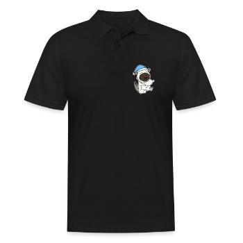 Sleeping Tired - Cat with Pillow and Sleepy Cap - Men's Polo Shirt - black - Front - Kai (181cm)