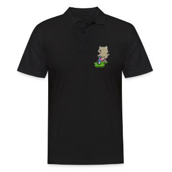 Katze Fahrrad - Männer Poloshirt - Schwarz - Vorne - Kai (181cm)
