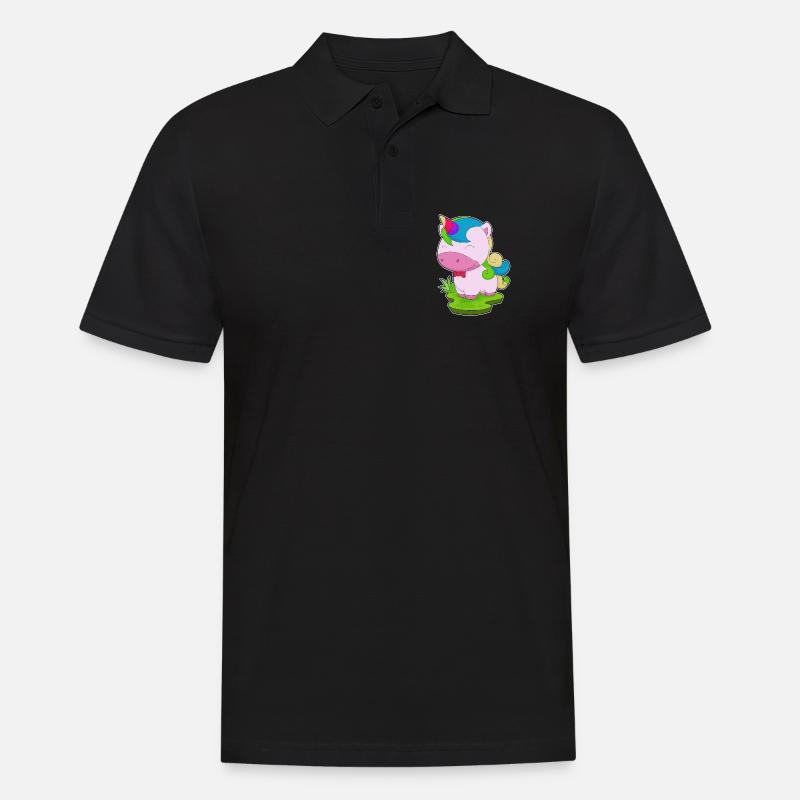 Einhorn Fliege - Männer Poloshirt - Schwarz