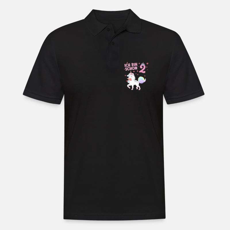 ich bin schon 2 Einhorn  - Männer Poloshirt - Schwarz