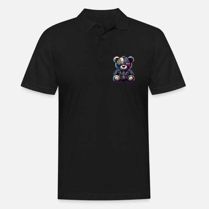 Punk Emo Plüsch Teddybär - Männer Poloshirt - Schwarz