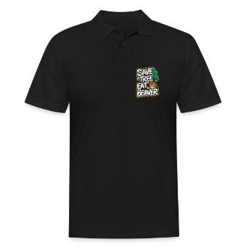 Save A Tree Biber Wald Humor - Männer Poloshirt - Schwarz - Vorne - Kai (181cm)