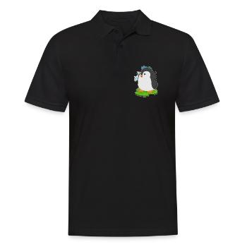 Pinguin Fisch - Männer Poloshirt - Schwarz - Vorne - Kai (181cm)