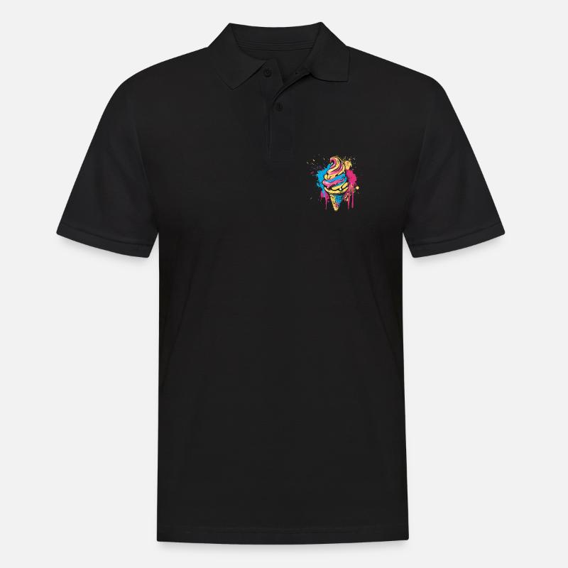 Eiswaffel Farbklecks - Männer Poloshirt - Schwarz