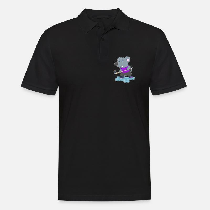 Maus Eishockey Eishockeyschläger - Männer Poloshirt - Schwarz