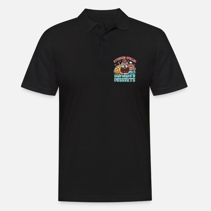 Stressed Spelled Backwards Desserts - Männer Poloshirt - Schwarz