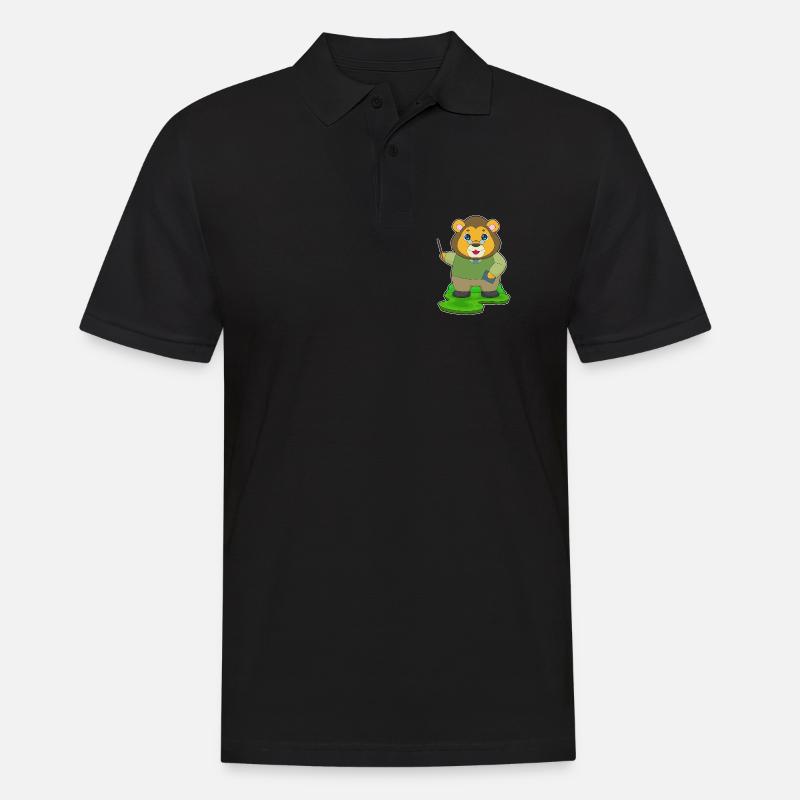 Löwe Lehrer Pointer - Männer Poloshirt - Schwarz
