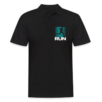 Runner Silhouette on Stripe Background - Men's Polo Shirt - black - Front - Kai (181cm)