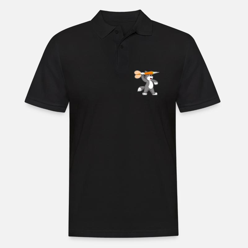 Katze Dart Dartpfeil - Männer Poloshirt - Schwarz