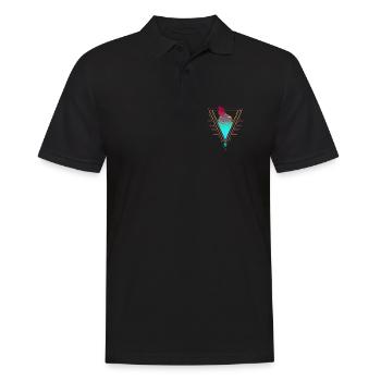 Coucher de soleil des années 90 et 80 de Wolf Vaporwave Synthwave - Polo Homme - noir - Devant - Kai (181cm)