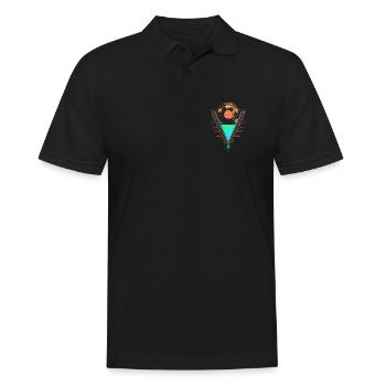 Chimpanzé Vaporwave Synthwave des années 90 80 coucher de soleil - Polo Homme - noir - Devant - Kai (181cm)