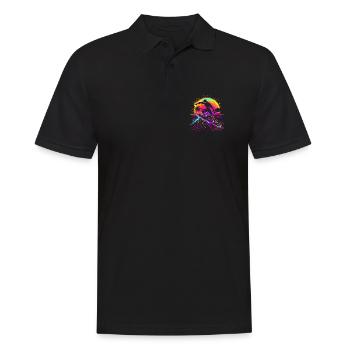 Surfer Vaporwave - Männer Poloshirt - Schwarz - Vorne - Kai (181cm)