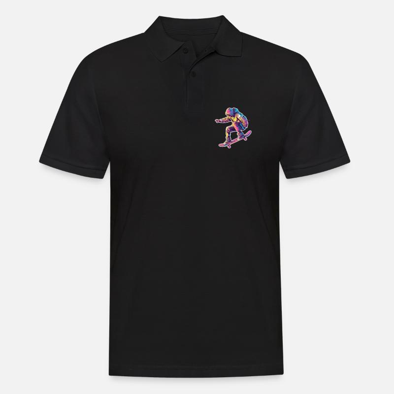 Retro Skateboarder - Männer Poloshirt - Schwarz