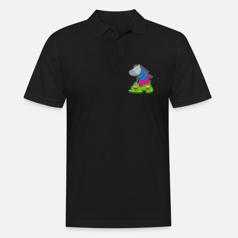 Pferd Roller - Männer Poloshirt - Schwarz