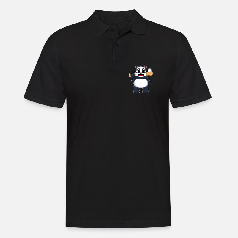 Panda Baseball Baseballschläger - Männer Poloshirt - Schwarz