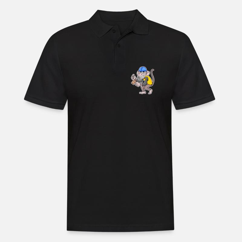 Baustelle Affe lustig Handwerker - Männer Poloshirt - Schwarz