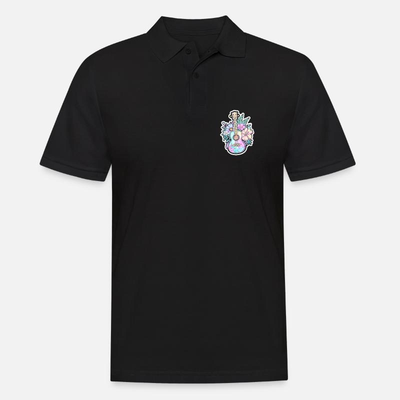 Ukulele Comic-Stil - Männer Poloshirt - Schwarz