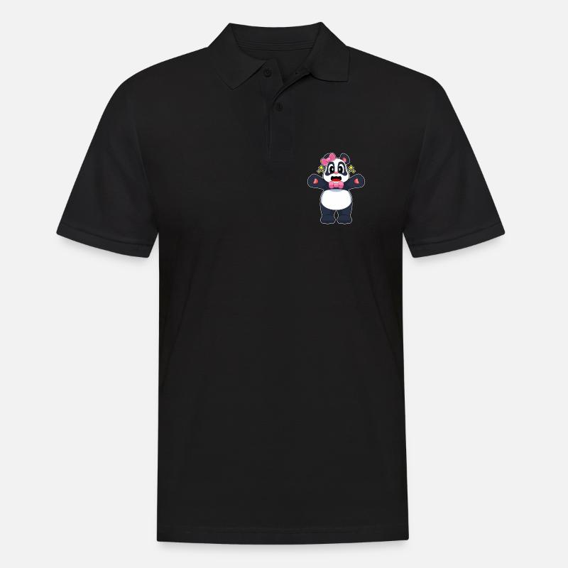 Panda Schleife - Männer Poloshirt - Schwarz