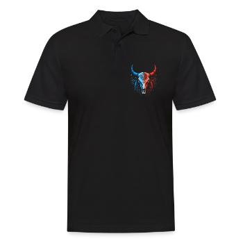 Tête de Buffle Colorée Symétrique - Polo Homme - noir - Devant - Kai (181cm)