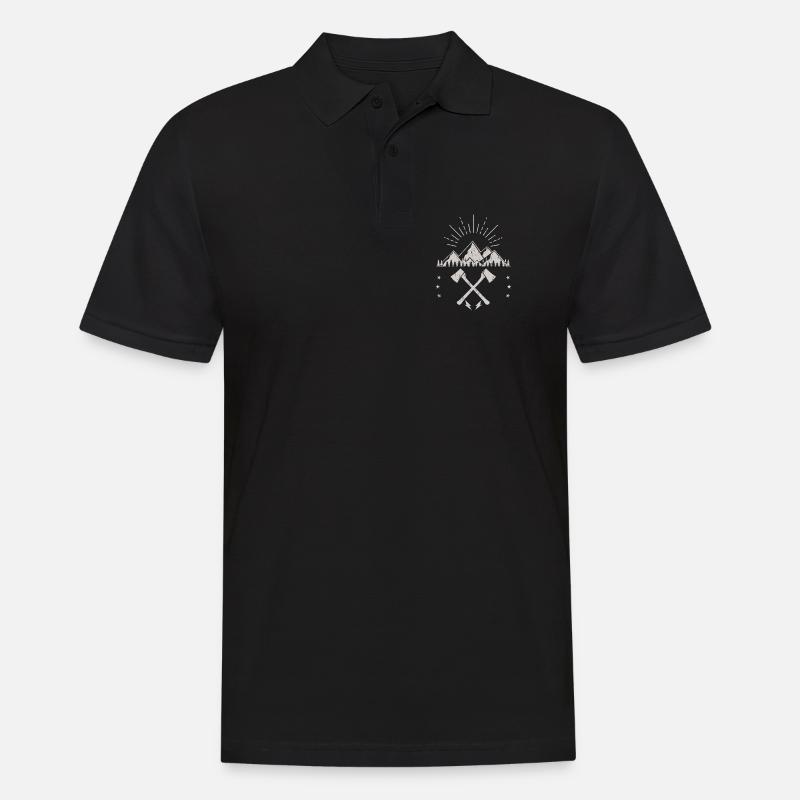 Robustes Berg-Sonnenaufgangsaxt-Emblem - Männer Poloshirt - Schwarz