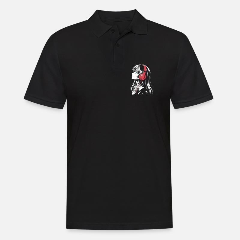 Fille d’anime avec conception de casque - Polo Homme - noir