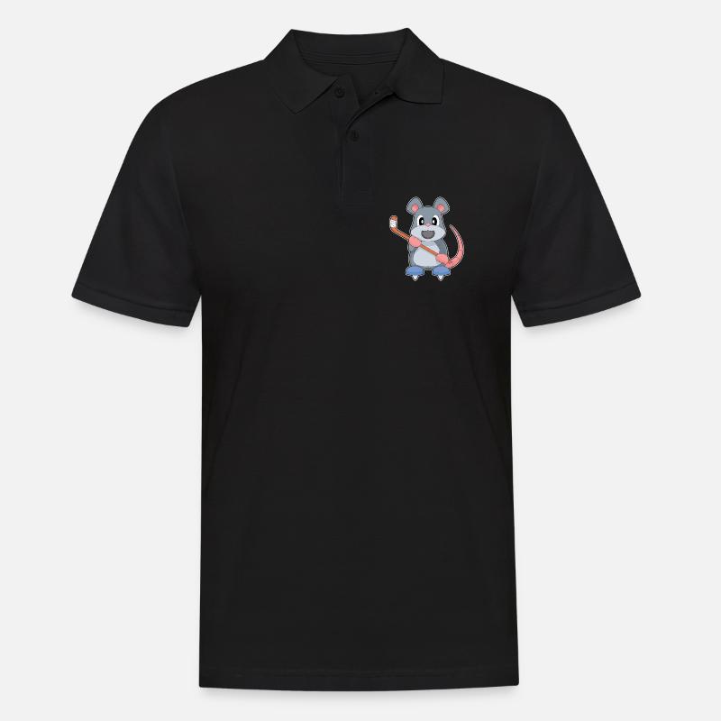 Maus Eishockey Eishockeyschläger - Männer Poloshirt - Schwarz