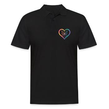 Rainbow Owl Heart Design - Men's Polo Shirt - black - Front - Kai (181cm)
