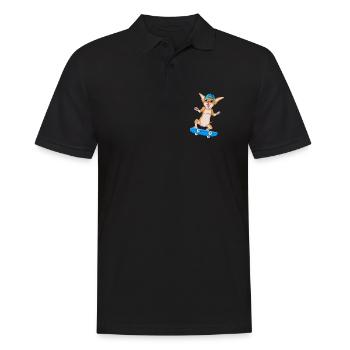 mignon chihuahua skateboard chien dessin animé drôle - Polo Homme - noir - Devant - Kai (181cm)
