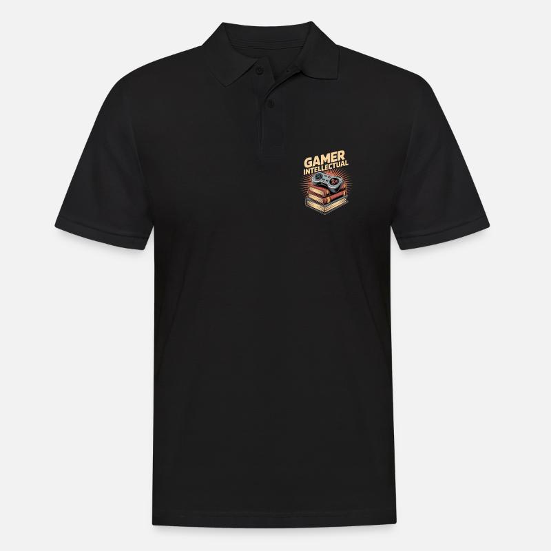 Gamer Intellectual Controller Book Stack - Men's Polo Shirt - black
