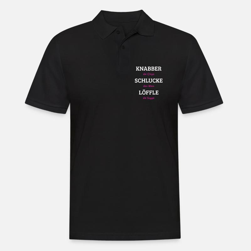 Knabber Chips, Schluck Wein, Löffle Suppe - Männer Poloshirt - Schwarz