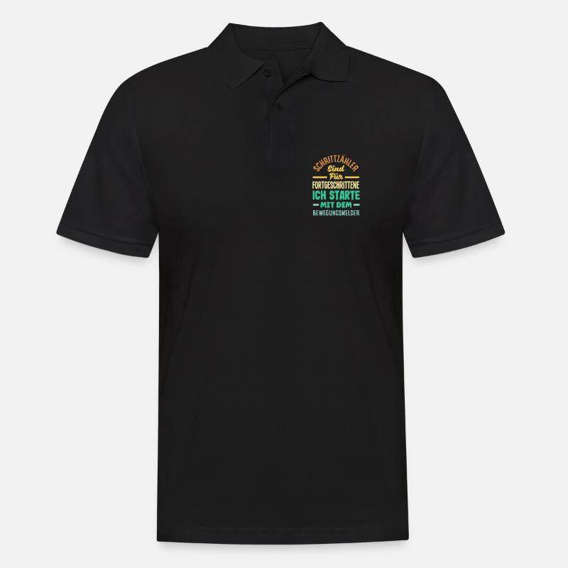Schrittzähler? Ich nutze den Bewegungsmelder - Männer Poloshirt - Schwarz