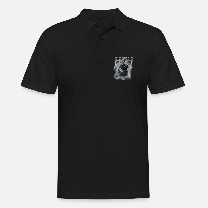 F-Caw-E Rabensturm Graphik - Männer Poloshirt - Schwarz