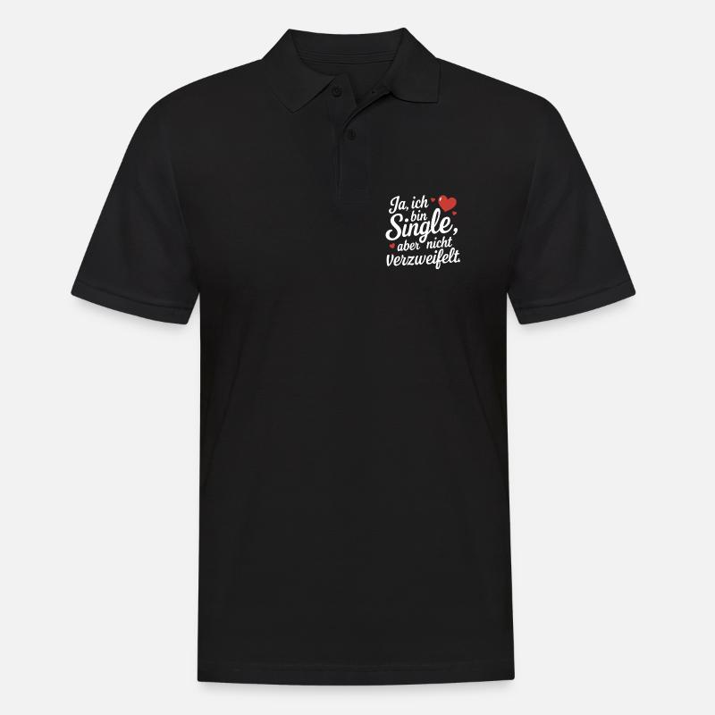 Ja ich bin Single Flirt Spruch - Männer Poloshirt - Schwarz