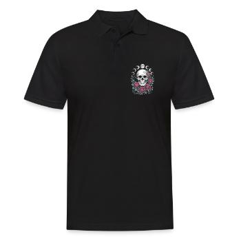 Gothic Totenschädel mit Mondphasen und Rosen Design - Männer Poloshirt - Schwarz - Vorne - Kai (181cm)