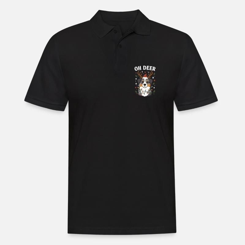 Süßes Australian Shepherd Weihnachtsdesign - Männer Poloshirt - Schwarz