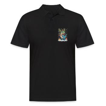 T-Rex de Noël avec guirlandes lumineuses et cadeaux - Polo Homme - noir - Devant - Kai (181cm)