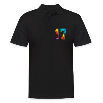 NR. 17 NUMMER 17 COLLEGE 17. GEBURTSTAG - Männer Poloshirt - Schwarz - Vorne - Kai (181cm)