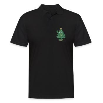 Drôle arbre de Noël dessin animé vacances en famille - Polo Homme - noir - Devant - Kai (181cm)