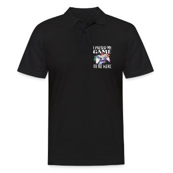 I paused my game – colored gamepad - Men's Polo Shirt - black - Front - Kai (181cm)