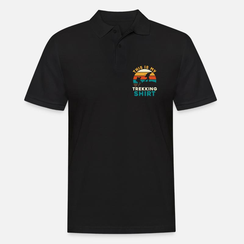 Trekkingshirt mit Sunset Silhouetten - Männer Poloshirt - Schwarz
