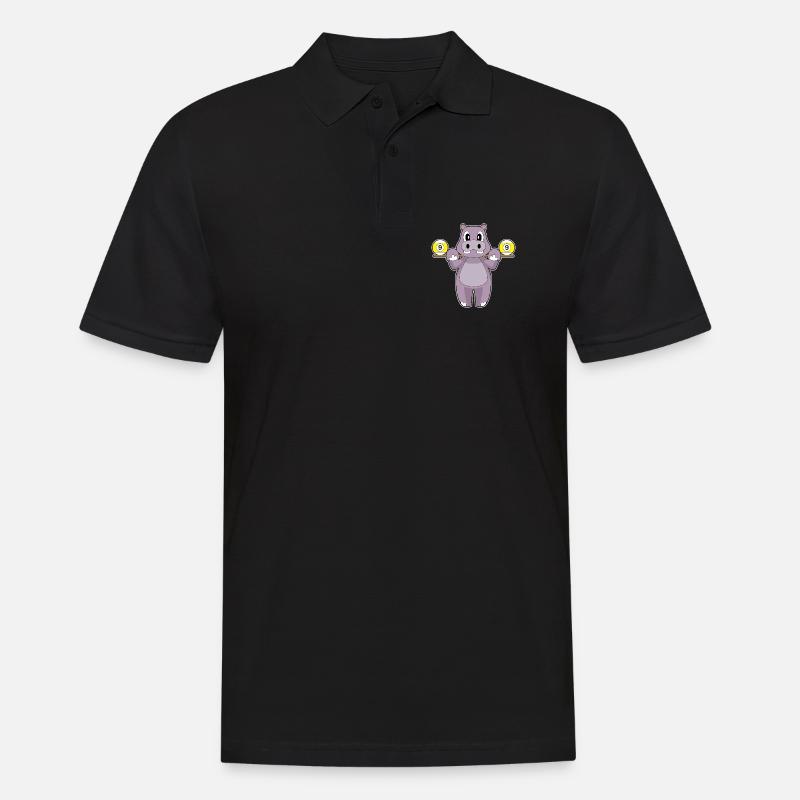 Nilpferd Billiard Queue Sport - Männer Poloshirt - Schwarz