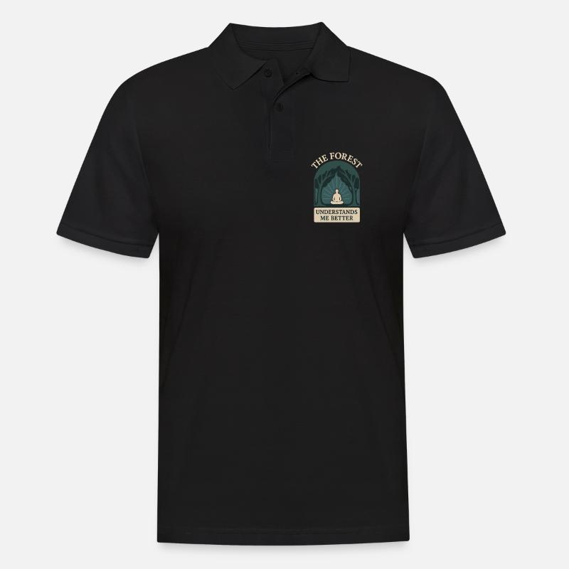 Forest Walk Overthinker Mental Reset - Männer Poloshirt - Schwarz